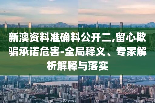 新澳资料准确料公开二,留心欺骗承诺危害-全局释义、专家解析解释与落实